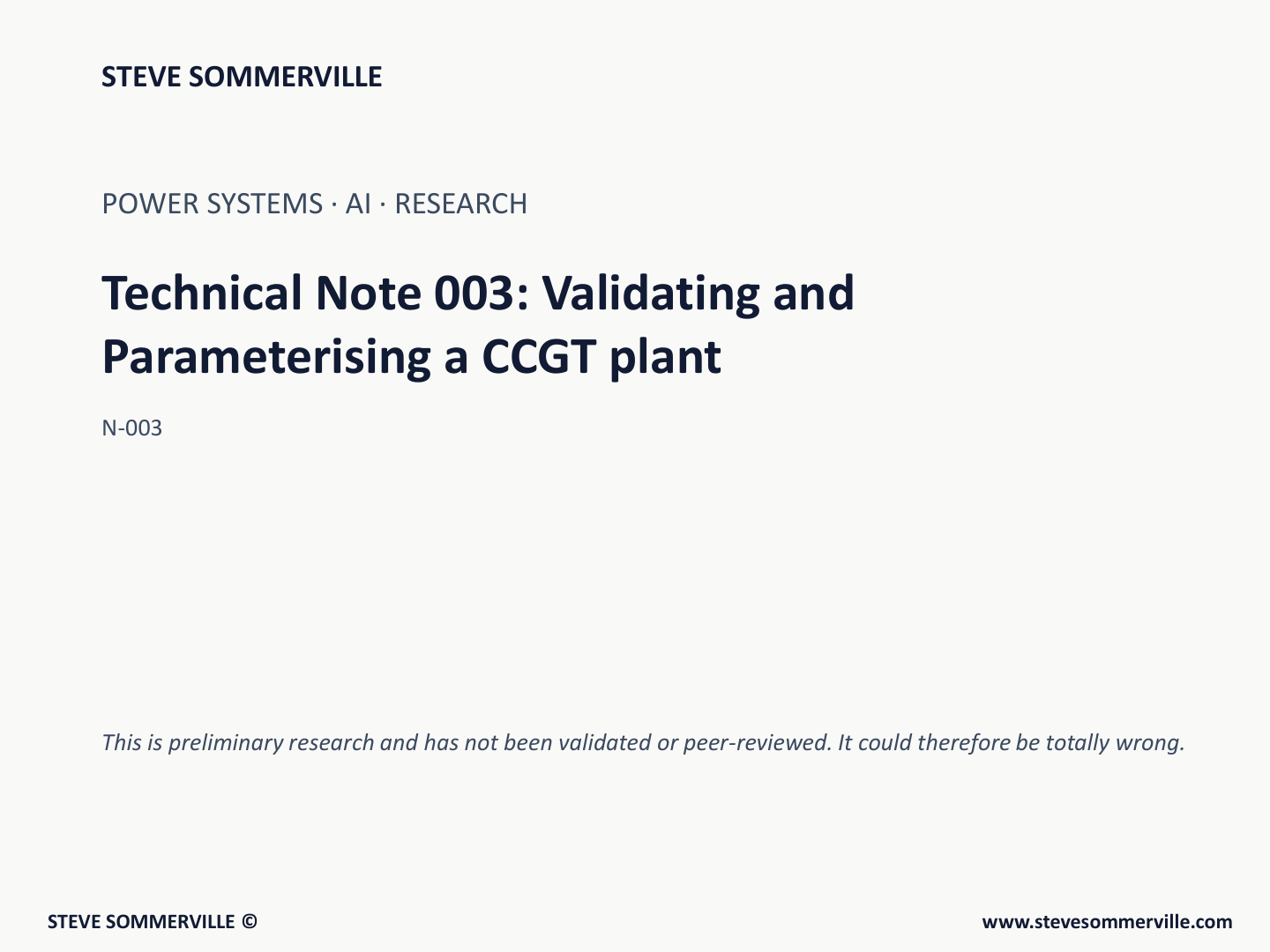 First page of Validating and Parameterising a CCGT plant in PSCAD with AI