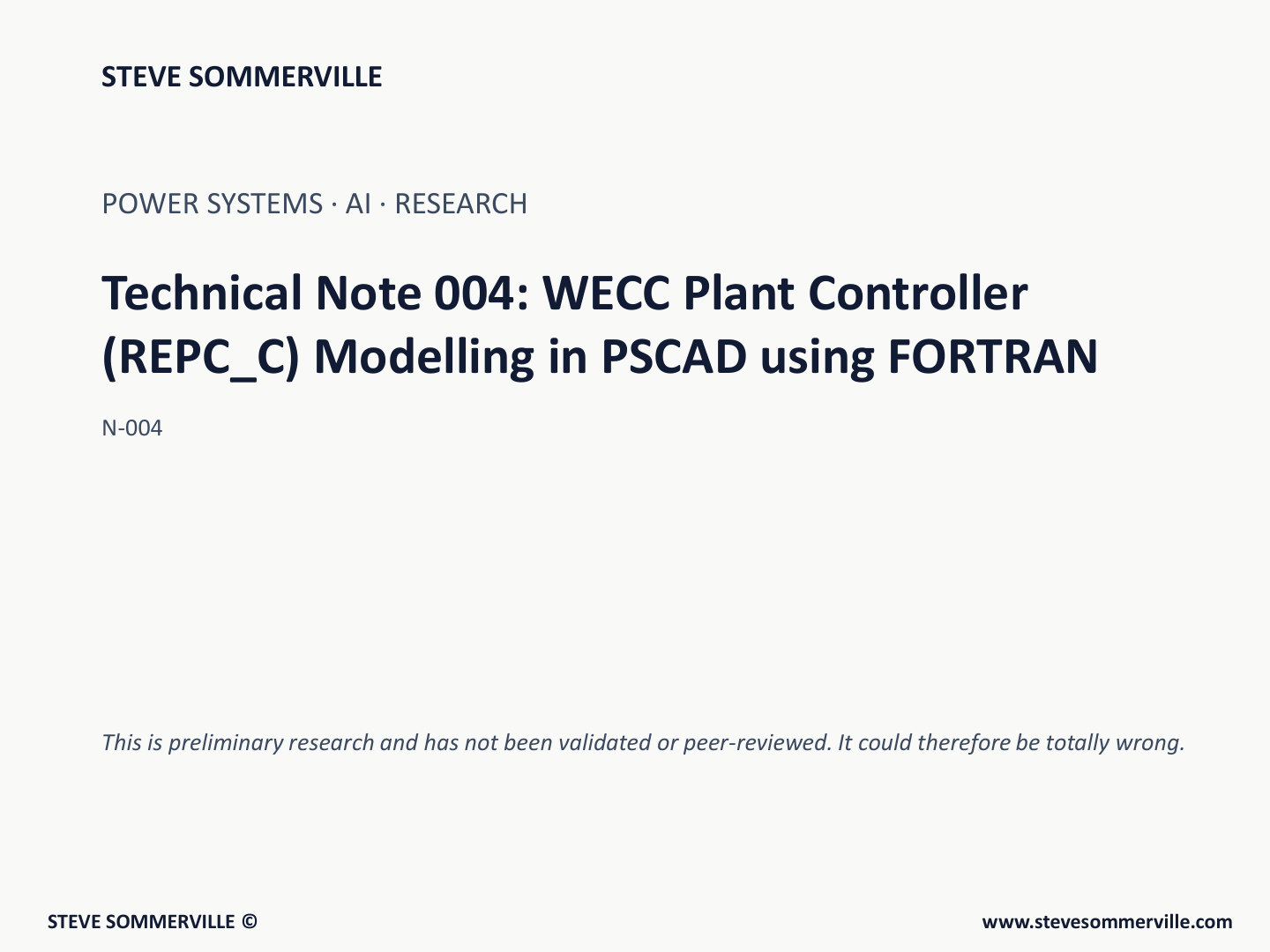 First page of Building a WECC REPC_C Plant Controller in PSCAD with FORTRAN and AI