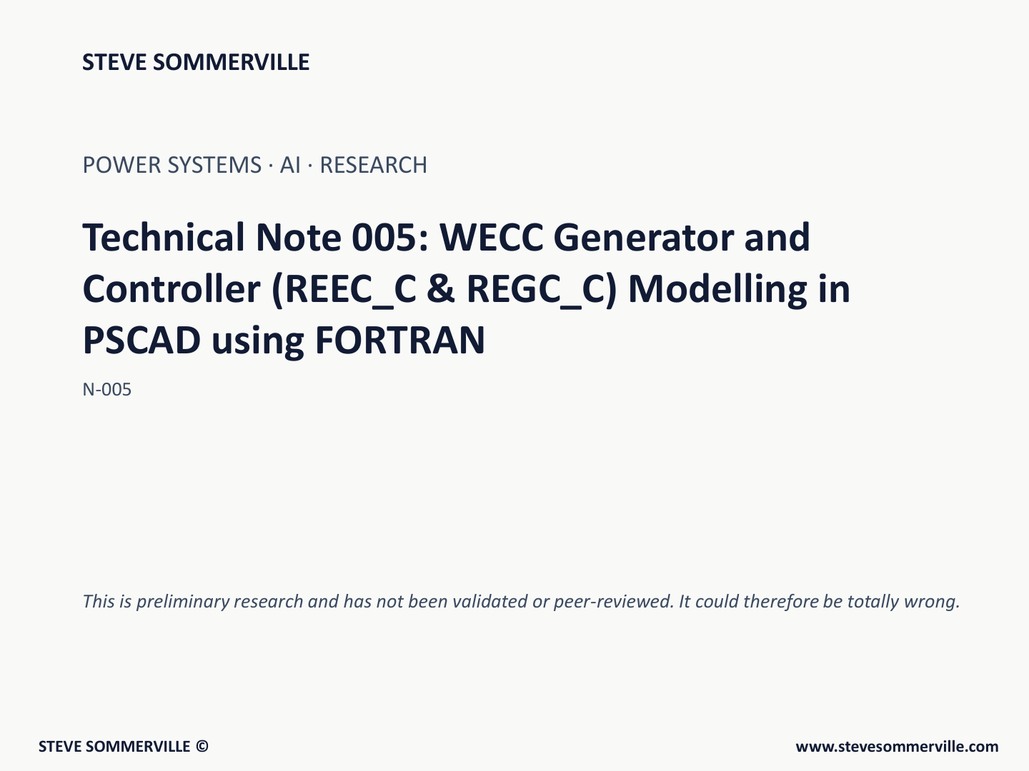 First page of Building WECC generator models (REGC_C + REEC_C) in PSCAD with FORTRAN and AI